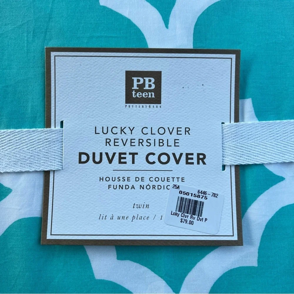 Pottery Barn Teen Lucky Clover Reversible Duvet Cover Twin Cotton Dorm